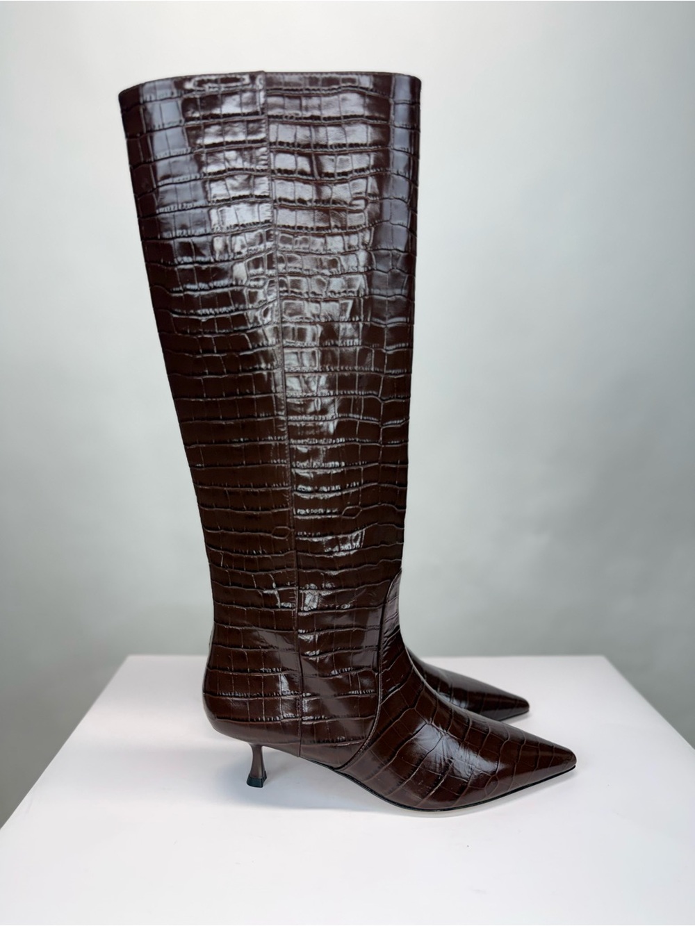 New Stuart Weitzman Naomi 50 High Boot Auburn Brown Sz 8.5 - Picture 3 of 16